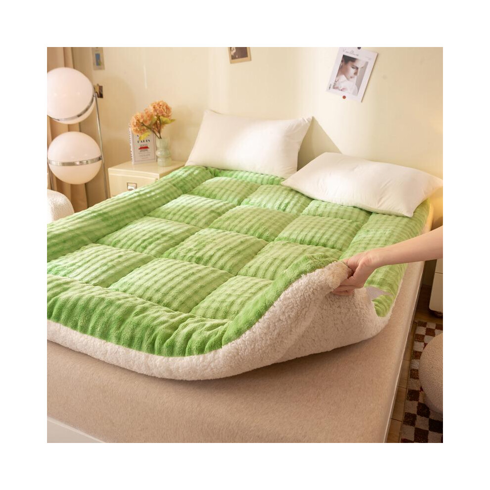 (grass green, 90X200cm thickness 10cm) High Weight Rabbit Fur Mattress, Foldable Breathable Bed Mat, Dual-Sided Use, Skin-Friendly, Smart Pressure Rel-image-OPC-PJ6WP5X-NEW