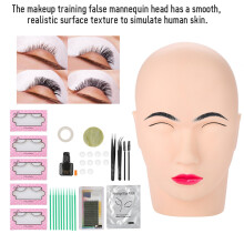 11pcs Eyelash Extension Kit with Practice Head, Tweezers & Glue