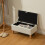 Homcom (Yellow) HOMCOM Linen Storage Ottoman Storage Box with Rubberwood Legs 7