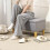 Homcom (Grey) HOMCOM Linen Storage Ottoman Storage Box with Rubberwood Legs 8