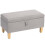 Homcom (Grey) HOMCOM Linen Storage Ottoman Storage Box with Rubberwood Legs 2