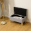 Homcom (Grey) HOMCOM Linen Storage Ottoman Storage Box with Rubberwood Legs 7