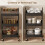 Homcom (Black) HOMCOM Rolling Utility Cart with Mesh Baskets for Kitchen 5