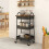 Homcom (Black) HOMCOM Rolling Utility Cart with Mesh Baskets for Kitchen 1