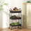 Homcom (Black) HOMCOM Rolling Utility Cart with Mesh Baskets for Kitchen 7