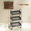 Homcom (Black) HOMCOM Rolling Utility Cart with Mesh Baskets for Kitchen 3