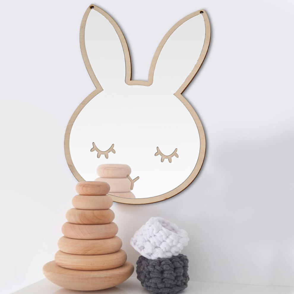 Cute Rabbit & Cloud Acrylic Wall Mirror Decal for Kids Room 25x38cm