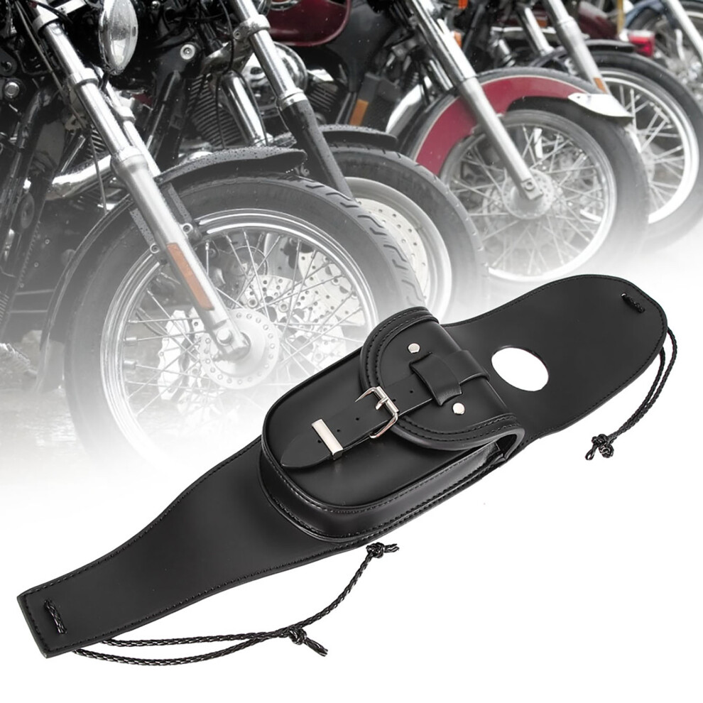 Universal Motorcycle Pu Leather Fuel Tank Cover With Pouch Bag Black 5031330087909