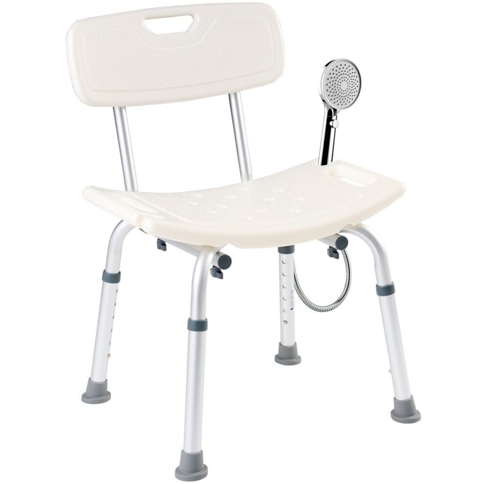 Arebos Shower Chair With Backrest | Height-Adjustable Bathroom Stool | Non-Slip Rubber Feet | Lightweight & Stable | Load Capacity Up To 100 Kg