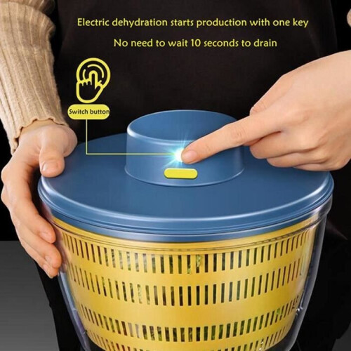 Rechargeable Electric Salad Spinner, Automatic, Large Capacity, Blue [640] 1
