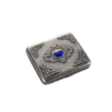 Vintage metalen kast, geplateerd koper, capaciteit 18-20, oppervlakte-imitatie smaragd ornament, geschenkdoos verpakking