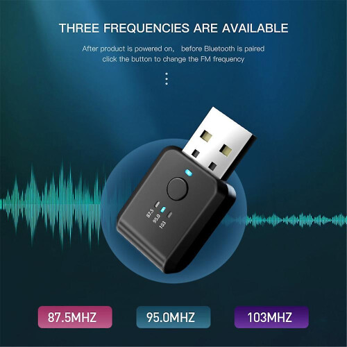 Προσαρμογέας Bluetooth 5.1 αυτοκινήτου USB, πομπός FM, δέκτης αναπαραγωγής μουσικής, handsfr 2