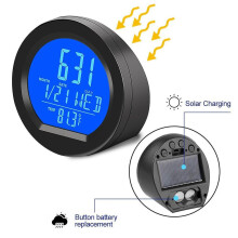 (Tipo de energía solar) Relojes solares para automóvil Termómetro para tablero Reloj electrónico automotriz Pantalla digital LED Hora con ac