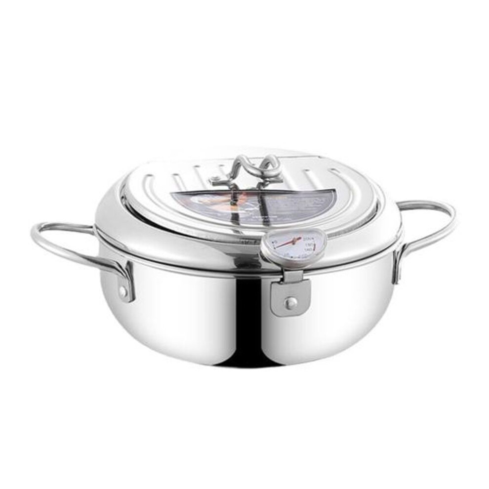 Stainless Steel Deep Fryer With Thermometer Oil Drainer Rack Japanese Tempura