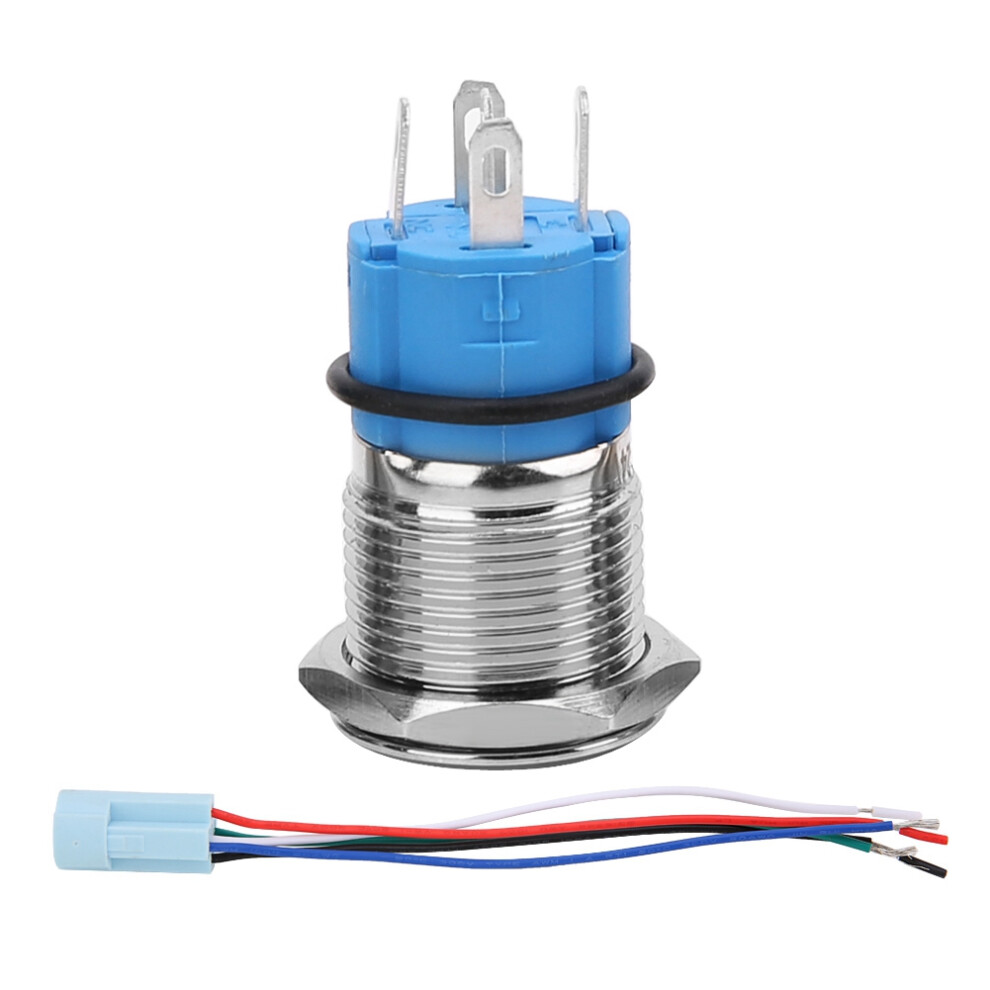 16Mm Waterproof 12V Led Car Push Button Switch Â Latch Blue 9311330097006