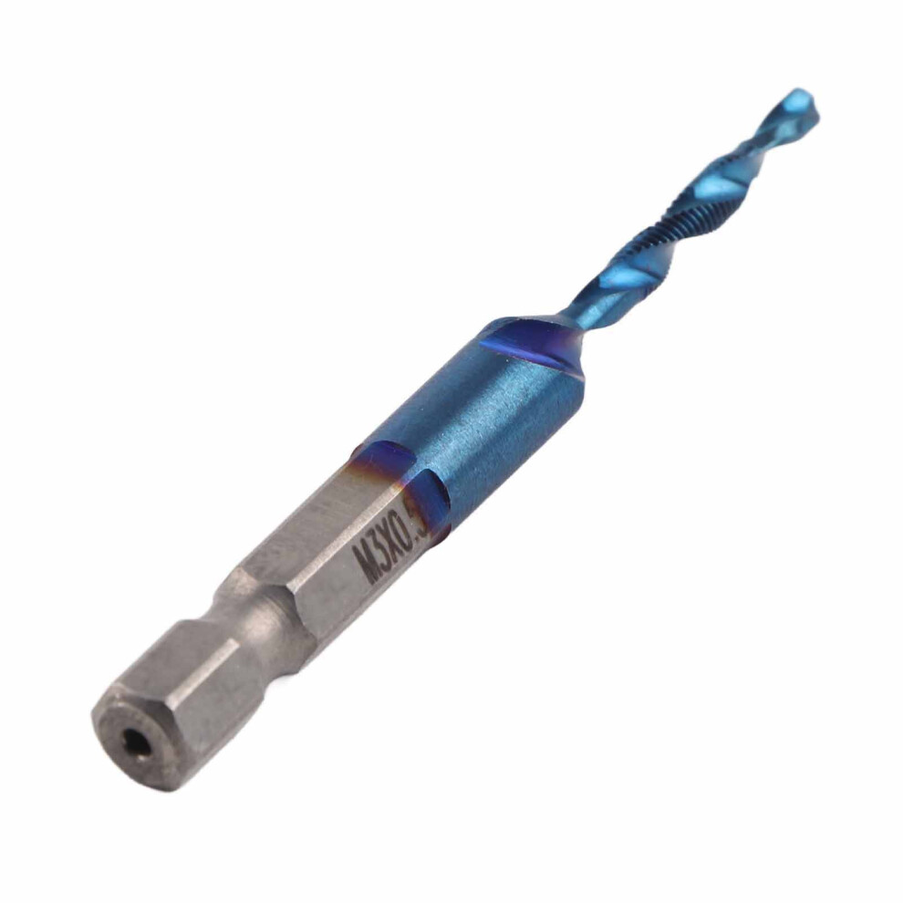 High Speed Steel Blue Hex Shank Tap Drill Bit 6.35Mm For M3 4151330102394