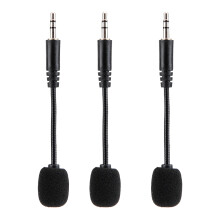 3PCS 3.5mm Adjustable Flexible Microphone Set for PC & Phone, Black