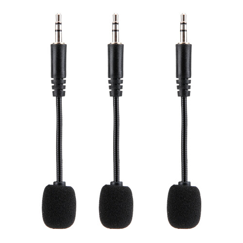 3PCS 3.5mm Adjustable Flexible Microphone Set for PC & Phone, Black