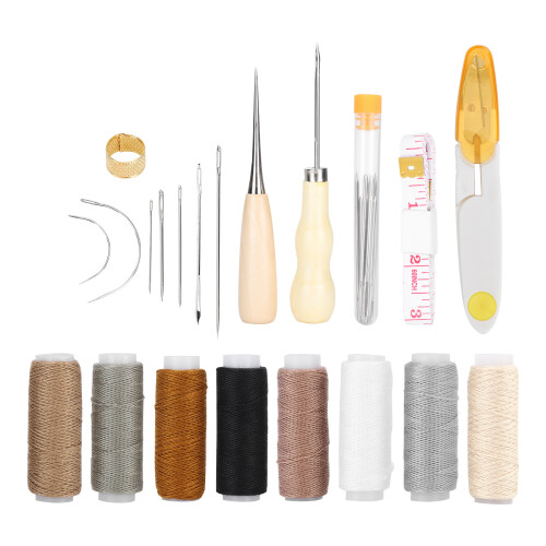 29Pcs Leather Sewing Kit with Needles, Thread, Scissors & Tools 1