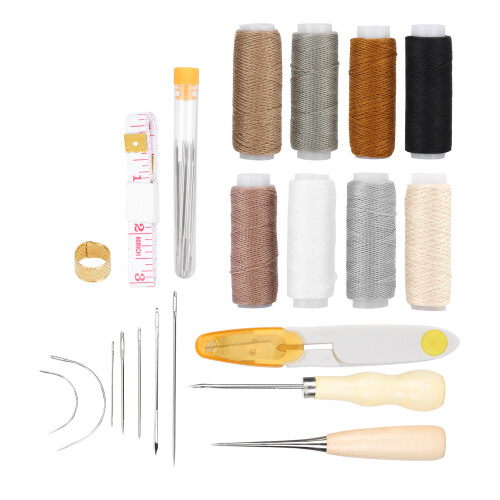 29Pcs Leather Sewing Kit with Needles, Thread, Scissors & Tools