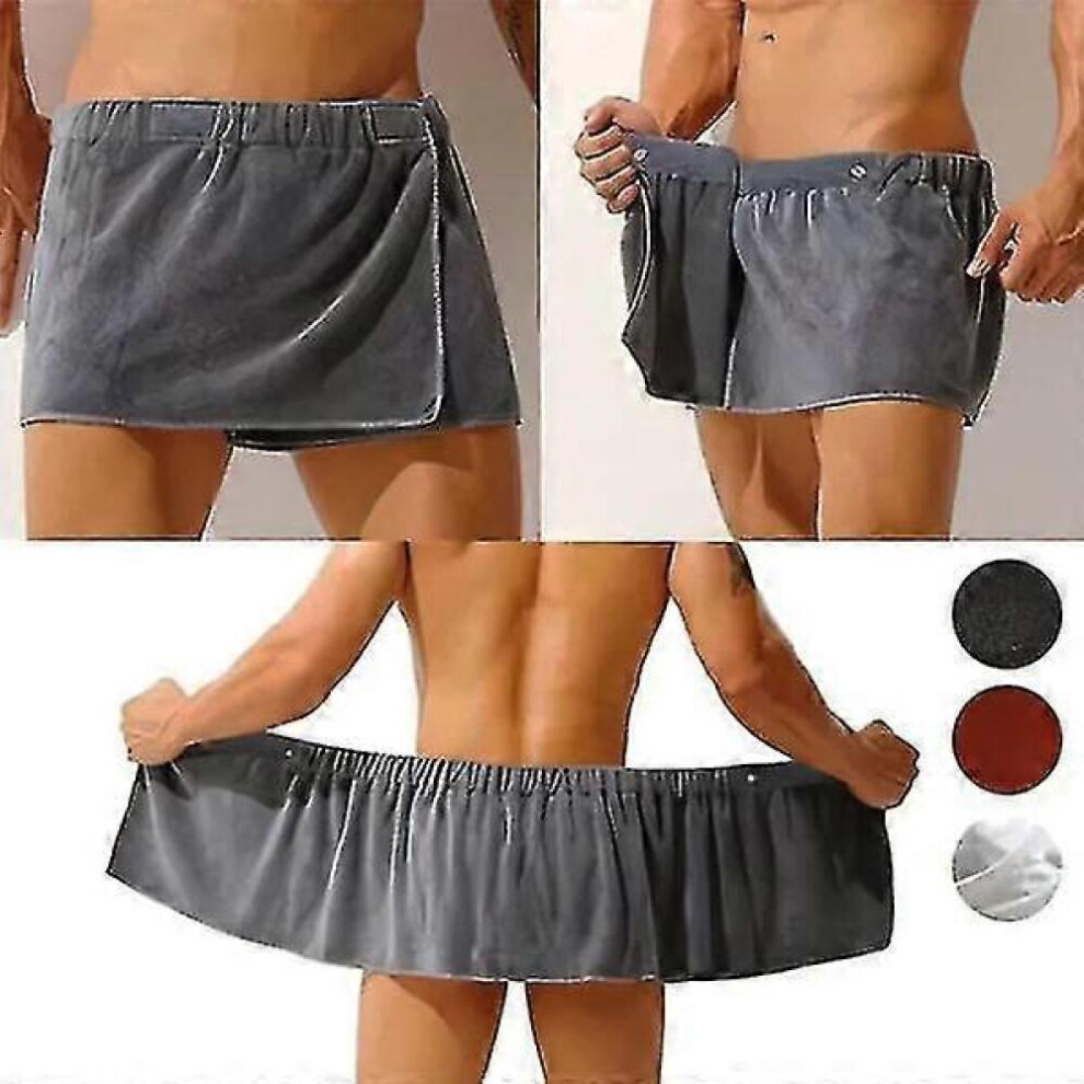 ï¼brown)Men Soft Wearable Bath Towel Short Pants Soft Microfiber Swimming Beach Towel Blanket-image-OPC-PJ6XDJH-NEW