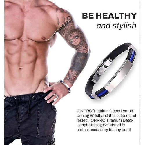 （4 pcs)Titanium Detox Lymphunclog Wristband Men Magnetic Bracelets 1