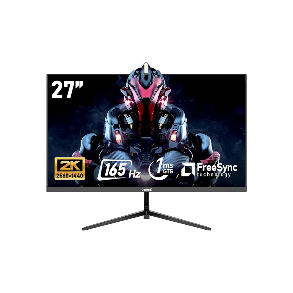 Gawfolk 27-Inch Pc Screen, 2K Wqhd (2560Ã1440P), 165Hz Gaming Monitor, 1Ms Bezel-Less, 98% Srgb, 178Â° Wide-Angle, Hdmi 2.0, Displayport, 012657438983