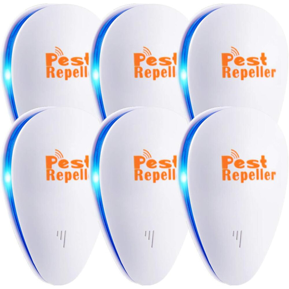 Ultrasonic Pest Repeller, Set Of 6-packs Electronic Plug In Repellent Indoor For Flea, Insects, Mosquitoes, Mice, Spiders, Ants, Rats, Roach