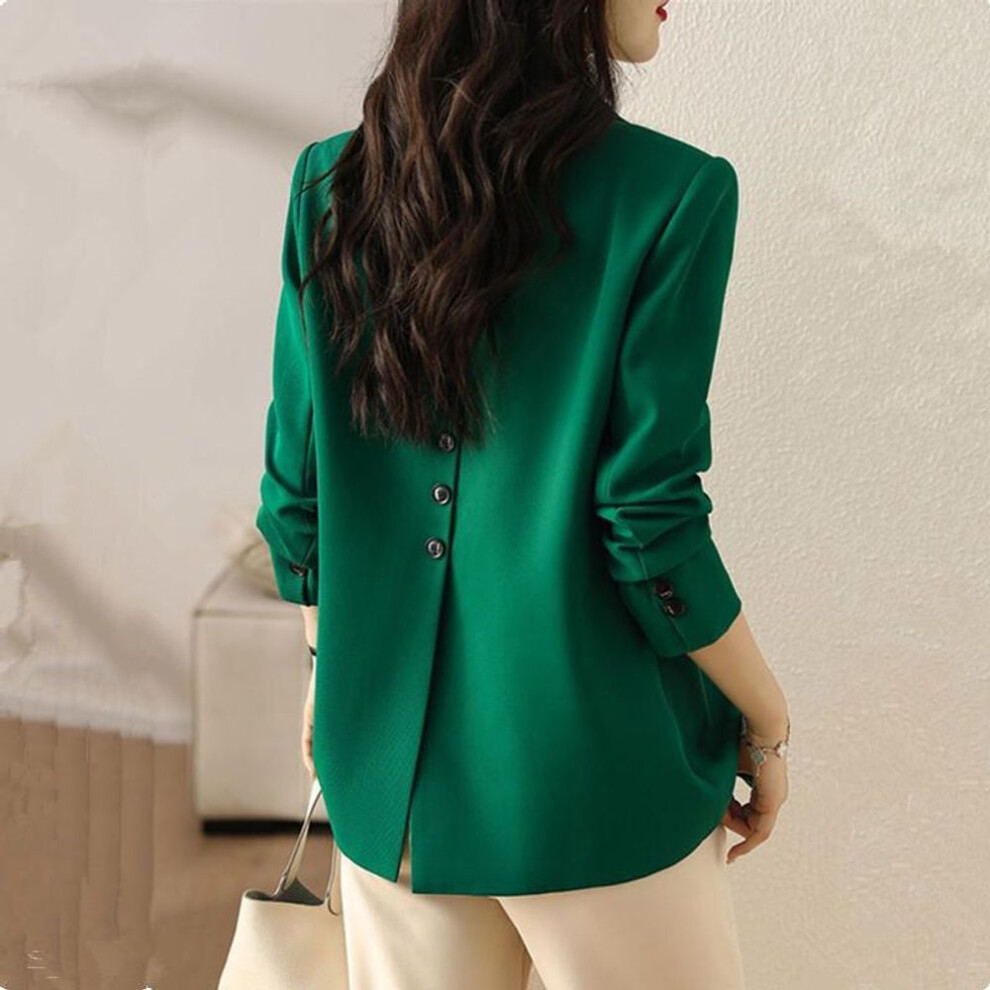 (green, XXXL) Suit Jacket Women Formal Blazer Coat Female Long Sleeve Single Button Straight Jacket Office Ladies Work Wear