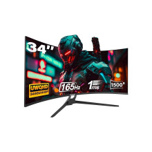 34 Inch Ultrawide Curved Gaming Monitor, 1500R PC Screen 165hz WQHD 3440x1440p Monitor, Curved Computer Display with FreeSync & Eye-Care Technology