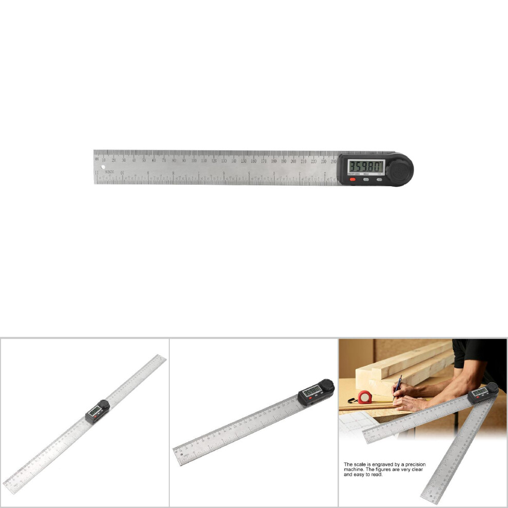 Digital Angle Ruler 0-360 Stainless Steel 300Mm With Backlit Display 6931330115888