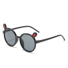 Children's Ears Cartoon Round Frame Multicolor Anti-uv Baby Glasses---black Frame Black And Gray Sheet