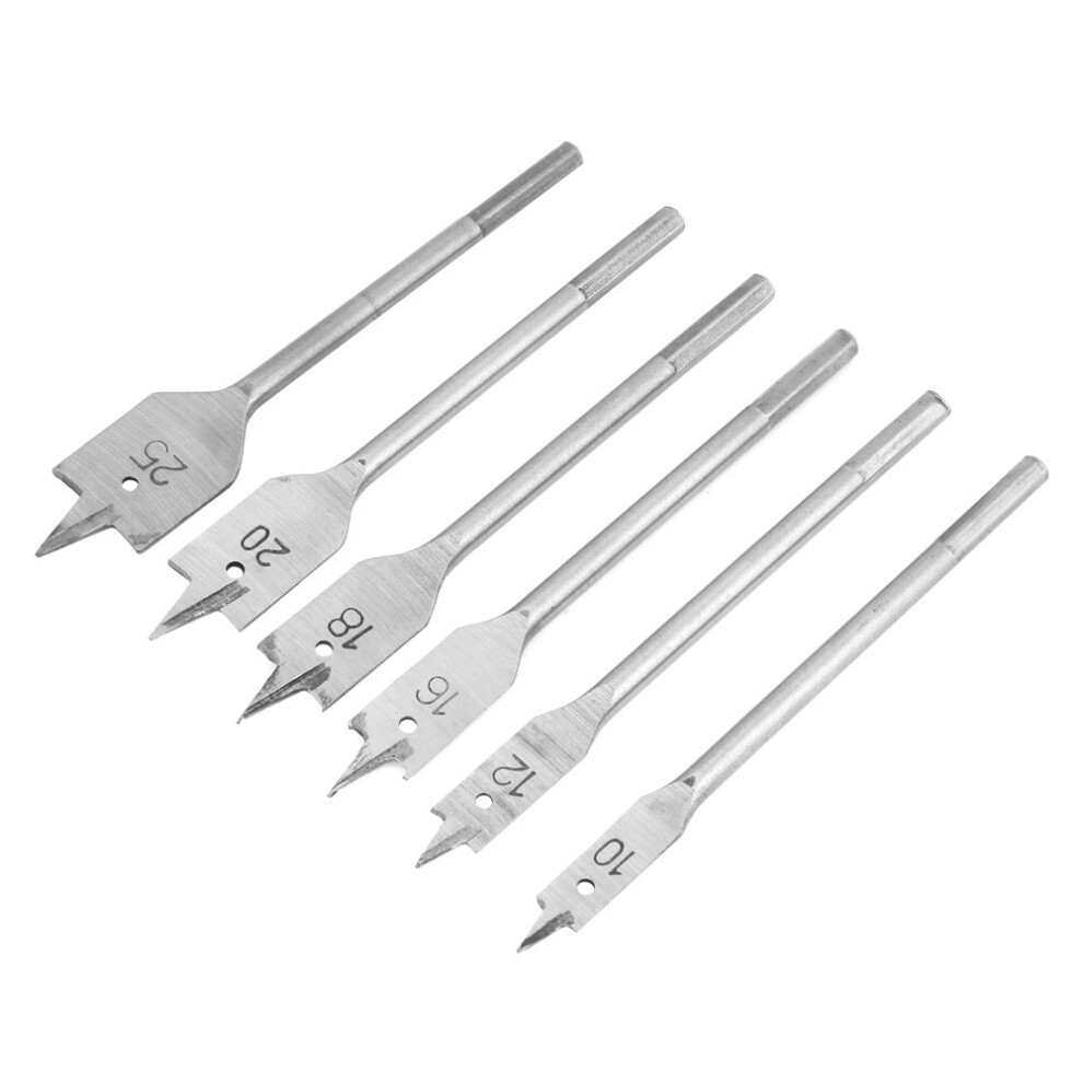 6Pcs High Carbon Steel Spade Bits 10-25Mm For Woodworking Flat Paddle 9401330116996