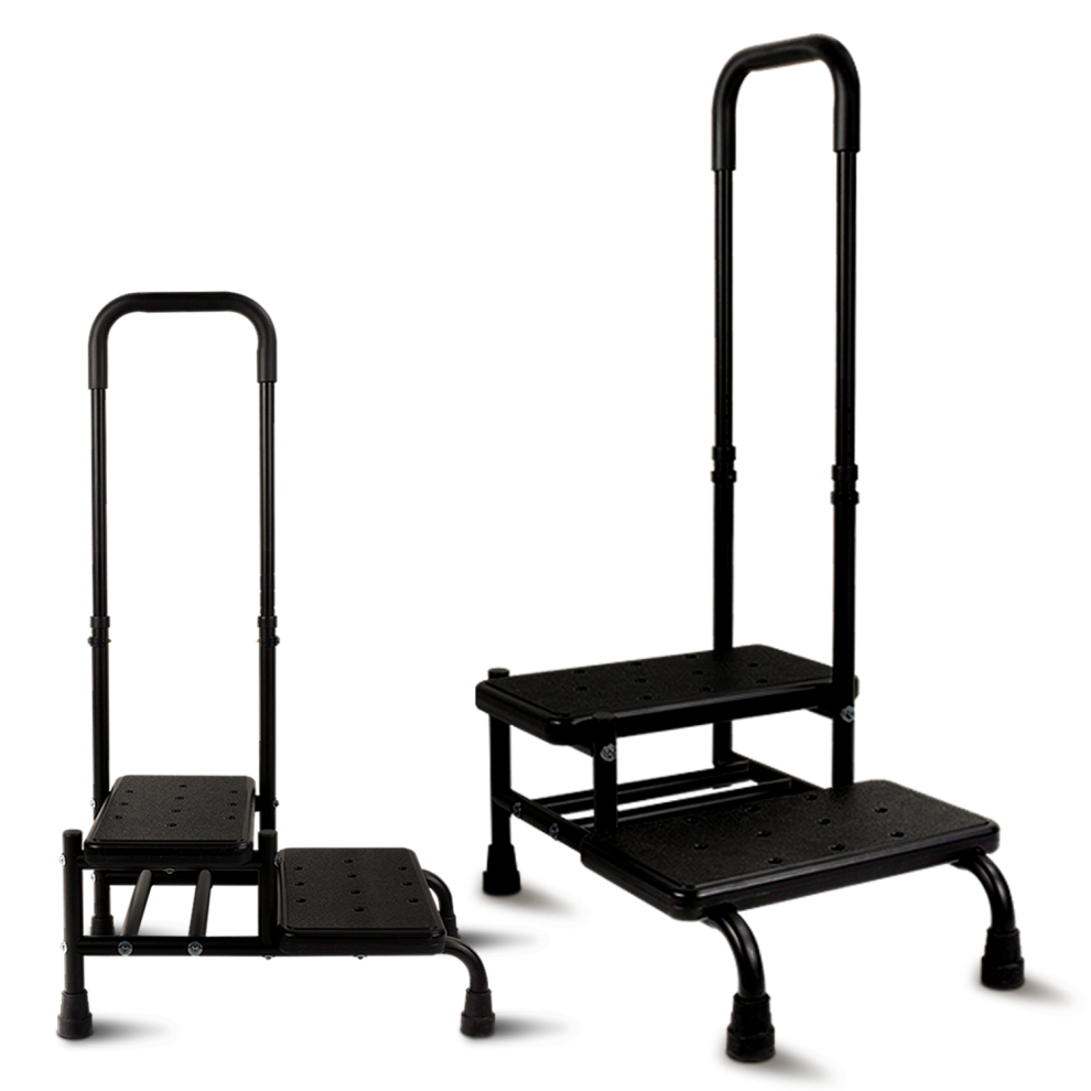 Dual Step Stool with Foam Handle Kitchen Bath Safety Step Stool Mobility Support Handrail Bio-Lec Mobility