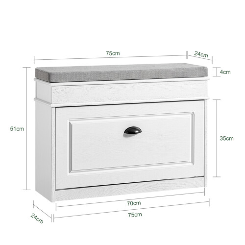 SoBuy Banc à Chaussures Blanc FSR82-L-WG 2