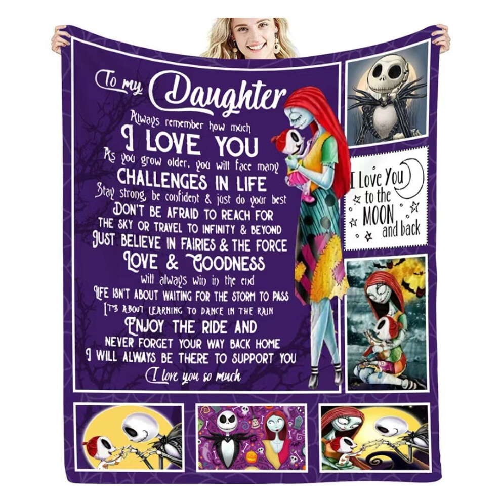 (1, 75*100) Christmas Halloween Skull Jack Flannel Blanket-image-OPC-PJ6YVZZ-NEW