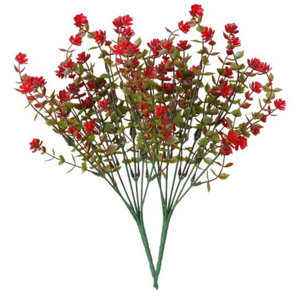 (red, 2pcs) 2 Pcs Outdoor Artificial Flowers Realistic Uv Resistant Faux Plants Fake Flowers