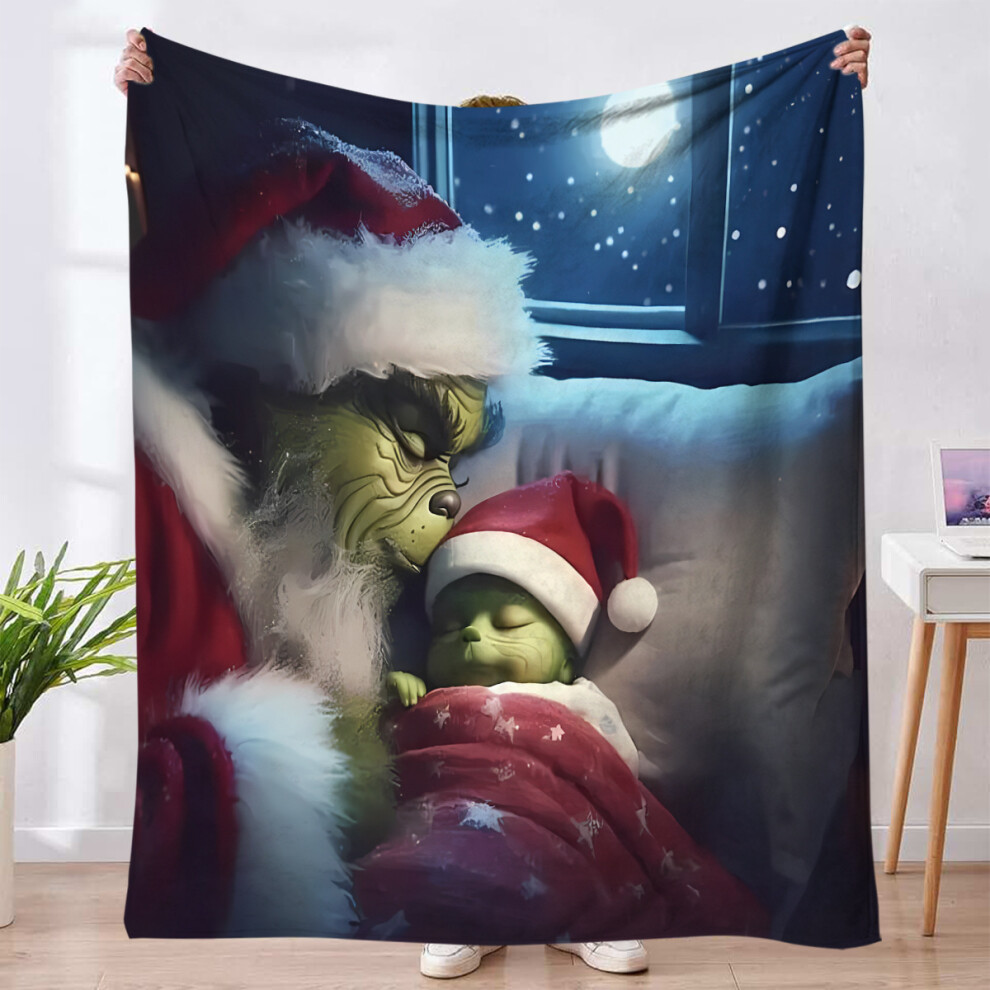 (IPFLR2428, 150*200cm) Flannel Blanket Christmas Grinch Series Blanket Home Office Nap Blanket-image-OPC-PJ6YYPY-NEW