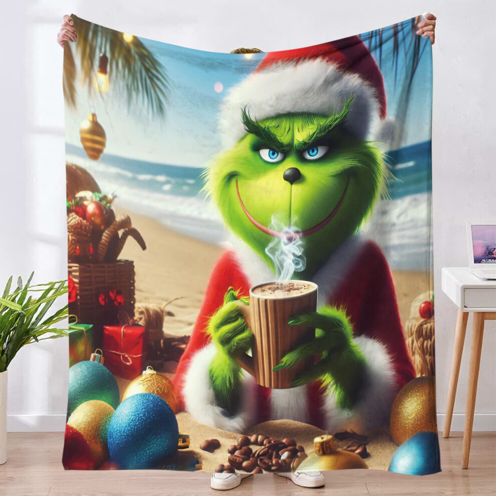 (IPFLR2441, 130*150cm) Flannel Blanket Christmas Grinch Series Blanket Home Office Nap Blanket-image-OPC-PJ6YYSG-NEW