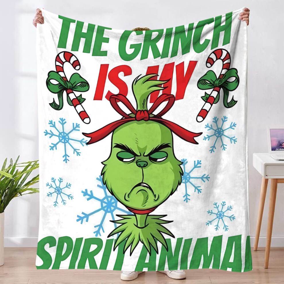 (IPFLR2406, 100*130cm) Flannel Blanket Christmas Grinch Series Blanket Home Office Nap Blanket-image-OPC-PJ6YYSZ-NEW