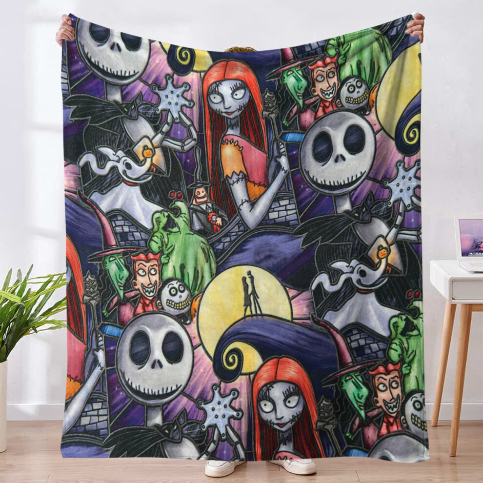 (IPFLR1179, 130*150cm) Christmas Skull Jack Series 2 Flannel Blanket Children's Cover Blanket Home Nap Blanket-image-OPC-PJ6YZCV-NEW
