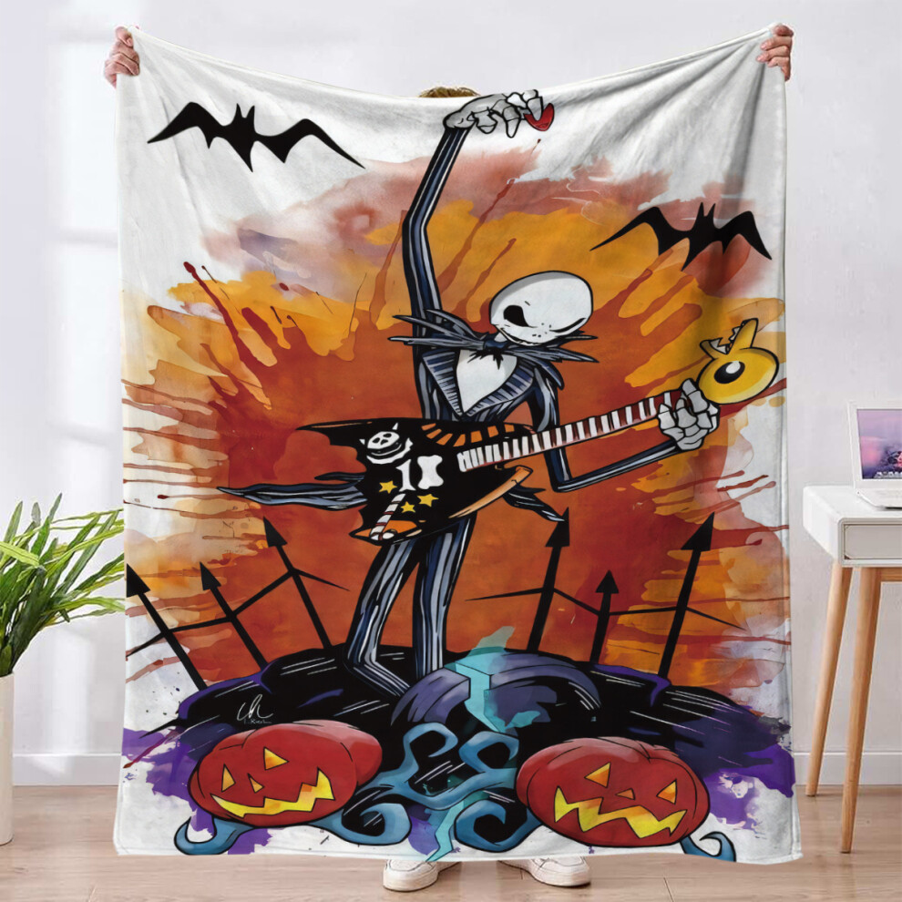 (IPFLR1170, 150*200cm) Christmas Skull Jack Series 2 Flannel Blanket Children's Cover Blanket Home Nap Blanket-image-OPC-PJ6YZDC-NEW