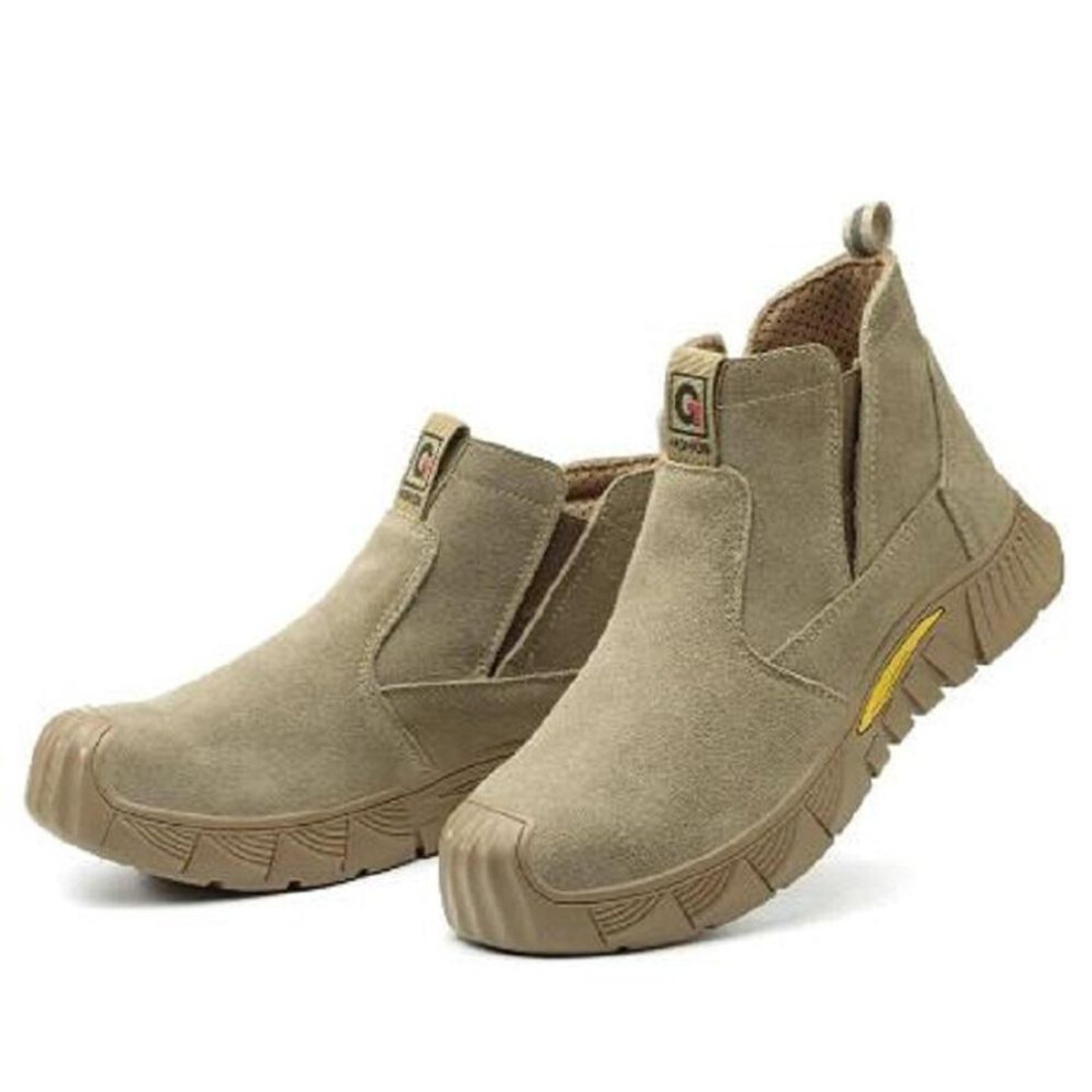 (Khaki, 40) Indestructible Men Work Safety Boots Anti Smash Anti Puncture Industrial Shoes Men Steel Toe Cap 3589784596413