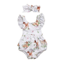 (white, 90 cm) Newborn Baby Girl Clothes Romper Sleeveless Soft Breathable Non-fading Baby Jumpsuit Cartoon