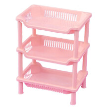 (pink) 3 Layers Bathroom Standing Shelf Bathroom Stand Pp Land Installation Bathroom Rack Storage Shelves