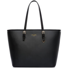 Women's High School Tote Bag - L882 S0308D - Black - Leather - Shoulder Strap - Large Capacity and Volume