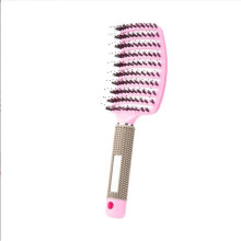 Hairbrush, Boar Bristle Brush, 100% Natural Hair Detangler for All Hair Types, Pink