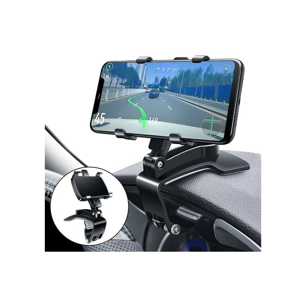 Multifunctional Car Dashboard Phone Holder With 360 Rotatable Adjustable Spring Clip Black 9314269412889