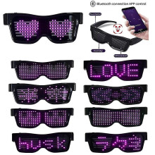 Bluetooth Led Party Glasses Customized Languages Usb Charge Flashing Luminous Eyewear Concert White
