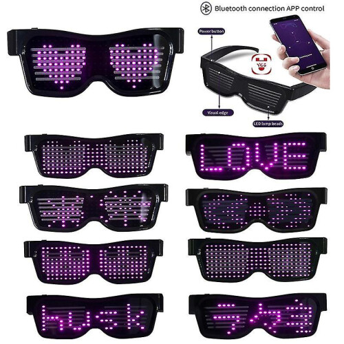Bluetooth Led Party Glasses Customized Languages Usb Charge Flashing Luminous Eyewear Concert White